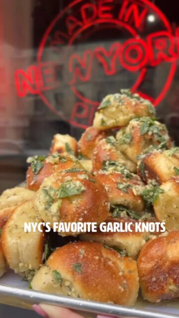 Our famous GARLIC KNOTS are the kind of side that steals the show 🧄 Fresh baked, brushed with butter, tossed in garlic + herbs 🌿 and impossible to eat just one. 

Go ahead, order an extra batch, you’ll thank us later. 😏🍕

📍 Midtown | West Village | Upper West Side

——
#GarlicKnots #MadeInNYPizza #NYCEats #Manhattan #Pizzeria